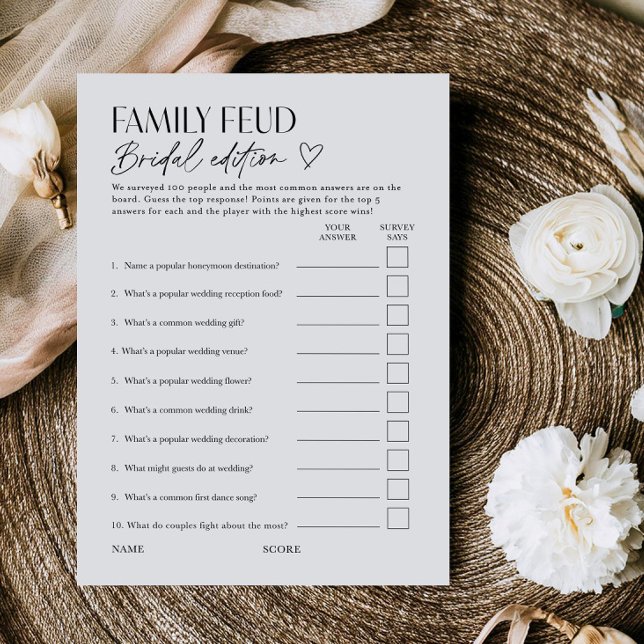 Convite Bridal Feud Popular TV Game Show Trivia Card (Criador carregado)