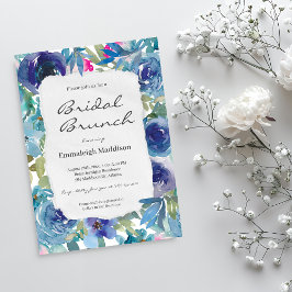 Convite Bridal Floral Azul Sereia de Papel Torno Brunch