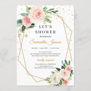 Convite Bridal floral cor de rosa com blusa geométrica de