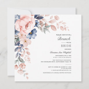 Convite Bridal Floral de Folhagem Cor de Água Escamuflada