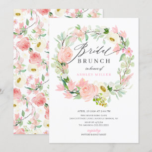 Convite Bridal Floral de Peões Rosa de Aquarela Brunei
