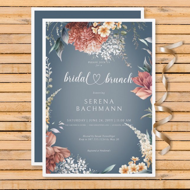 Convite Bridal Floral do Jardim Romântico Moderno Brunch (Modern Romantic Garden Floral Bridal Brunch Invitation)
