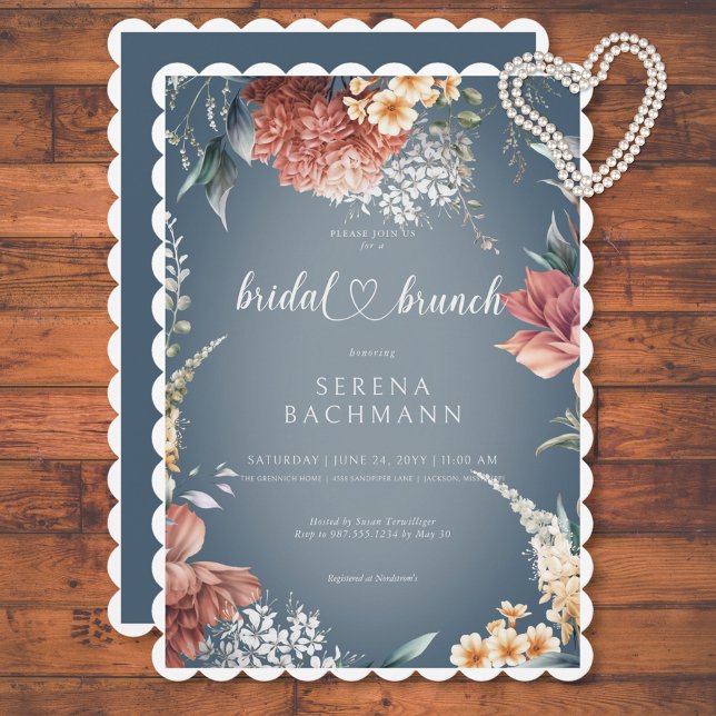 Convite Bridal Floral do Jardim Romântico Moderno Brunch (Modern Romantic Garden Floral Bridal Brunch Invitation)