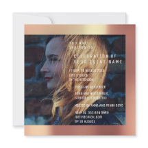 Bridal Foto Graduação Birthday Metálico de Cobre