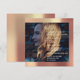 Convite Bridal Foto Graduação Birthday Metálico de Cobre