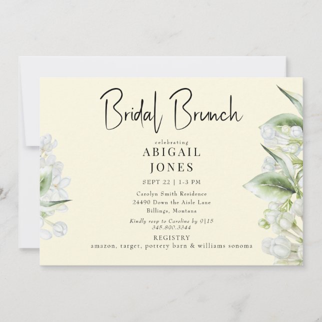 Convite Bridal Hydrangeas Bridal Brunch Amarelo (Frente)