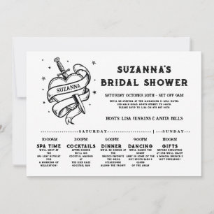 Convite Bridal Itinerária Bachelorette Rock n Roll Heart