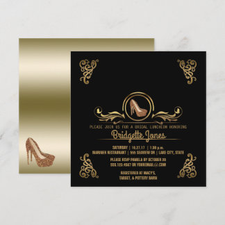 Convite Bridal Lunchee Preto Dourado| Chá de panela de cas