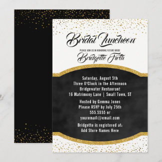 Convite Bridal Luncheon | Chá de panela brilhante Dourado
