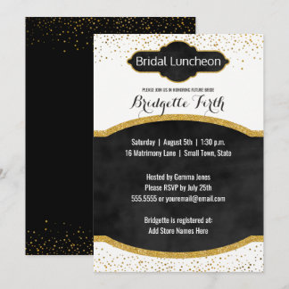 Convite Bridal Luncheon | Chá de panela brilhante Dourado