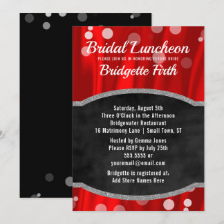 Convite Bridal Luncheon | Chá de panela Vermelho Elegante