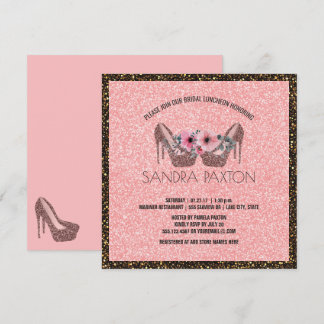 Convite Bridal Luncheon Rosa Glitter | Chá de casamento