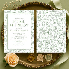 Convite Bridal Luncheon Sage Green Vintage French Floral 