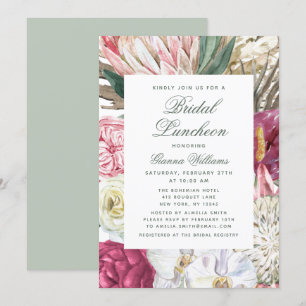Convite Bridal Luncheon Watercolor Chá de panela Floral