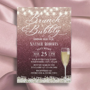 Convite Bridal Moderna de Ombre Dourado e Borgonha Rosa