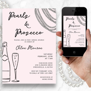 Convite Bridal Rosa Brida - Pérolas e Prosecco Moderno
