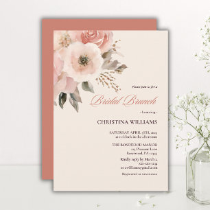 Convite Bridal Rosa Escamuflada com Aquarela Elegante Brun