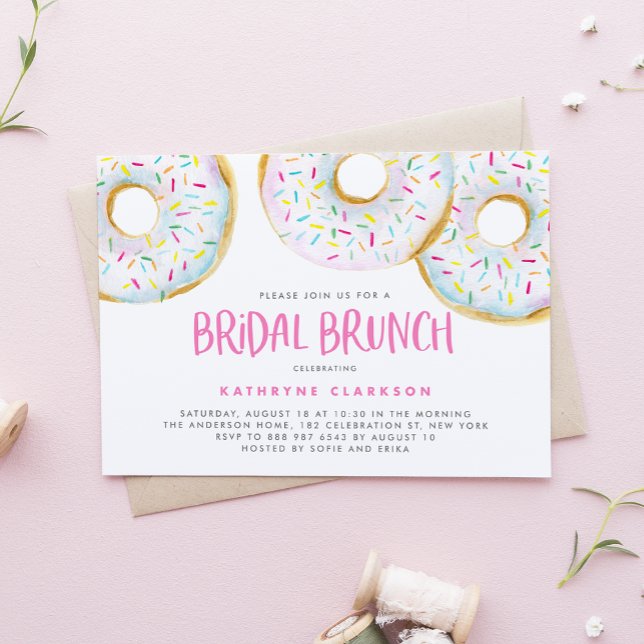 Convite Bridal Rosquinhas de borda branca com aquarela (Criador carregado)