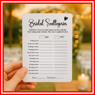 Convite Bridal Scattegories Jogo de Chá de panela Elegante