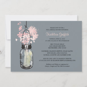 Convite Bridal Showe Wildflower & Mason Jar