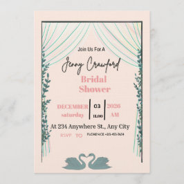 Convite Bridal Shower Invitation | Elegant Pink Customizab