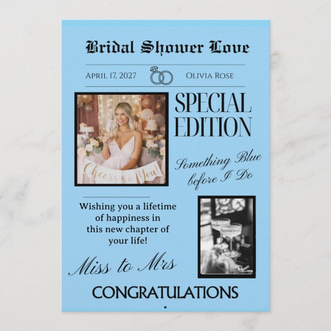 Convite BRIDAL SHOWER LOVE CARD (+Download option) (Frente)