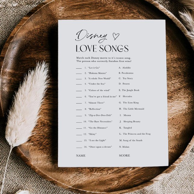 Convite  Bridal Shower Love Songs Movie Trivia Game Card (Criador carregado)