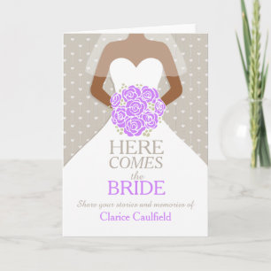 Convite Bridal shower purple memories keepsake card