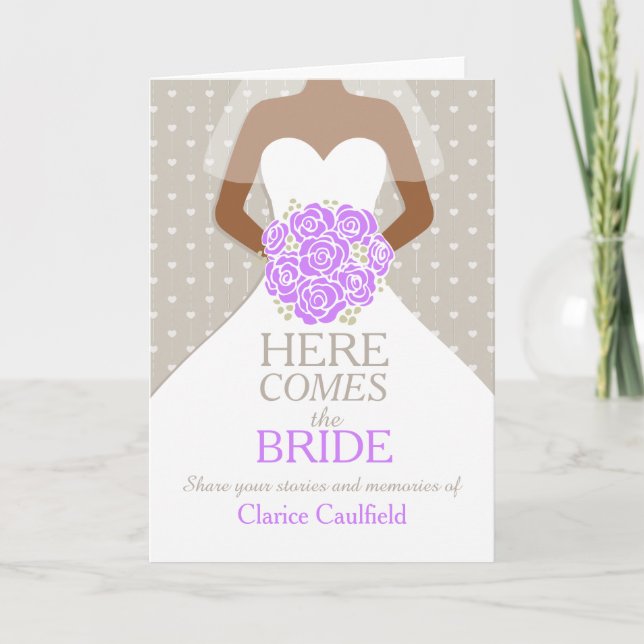 Convite Bridal shower purple memories keepsake card (Frente)
