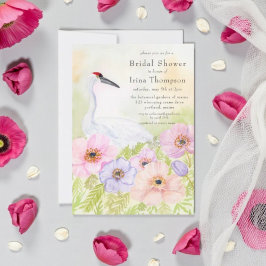 Convite Bridal Shower Whooping Crane with Pastel Anemones 