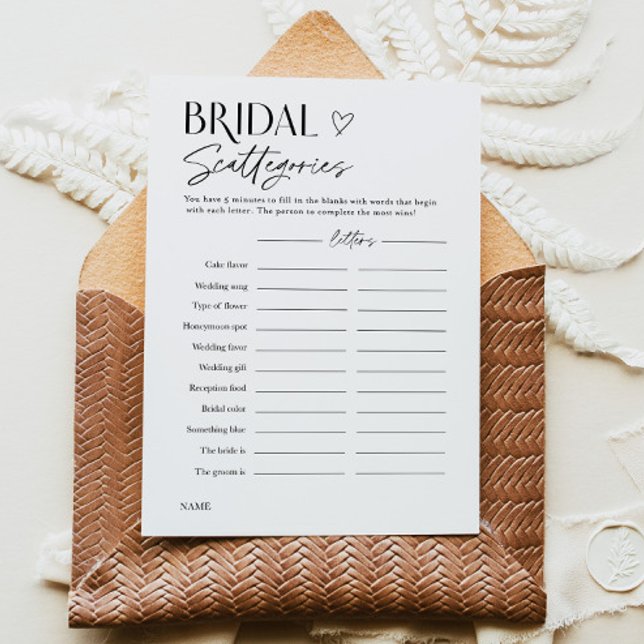 Convite Bridal Shower Word Trivia Party Game Card (Criador carregado)