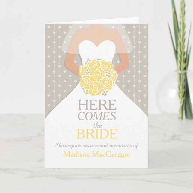Convite Bridal shower yellow memories keepsake card (Frente)