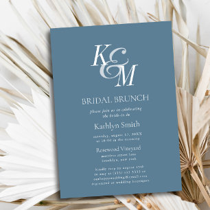 Convite Bridal Simples, Dusty Blue Elegante