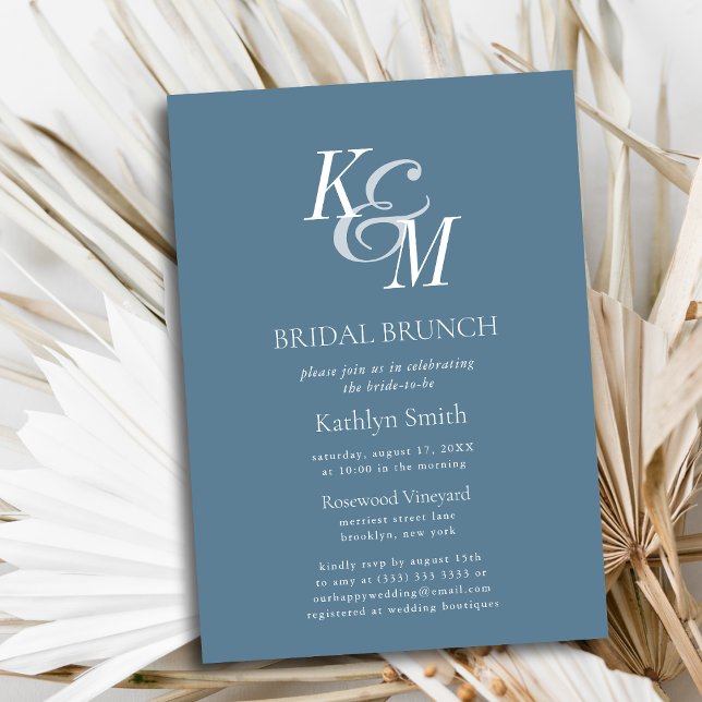 Convite Bridal Simples, Dusty Blue Elegante (Criador carregado)