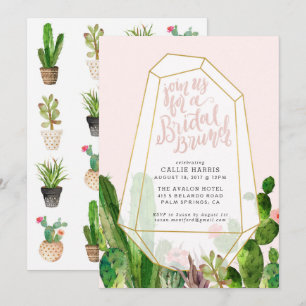 Convite Bridal Suculta ao Deserto - Rosa