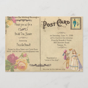 Convite Bridal Tea Chá Honrando, estilo antigo Cartão-post