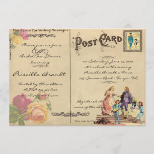 Convite Bridal Tea Chá Honrando, estilo antigo Cartão-post