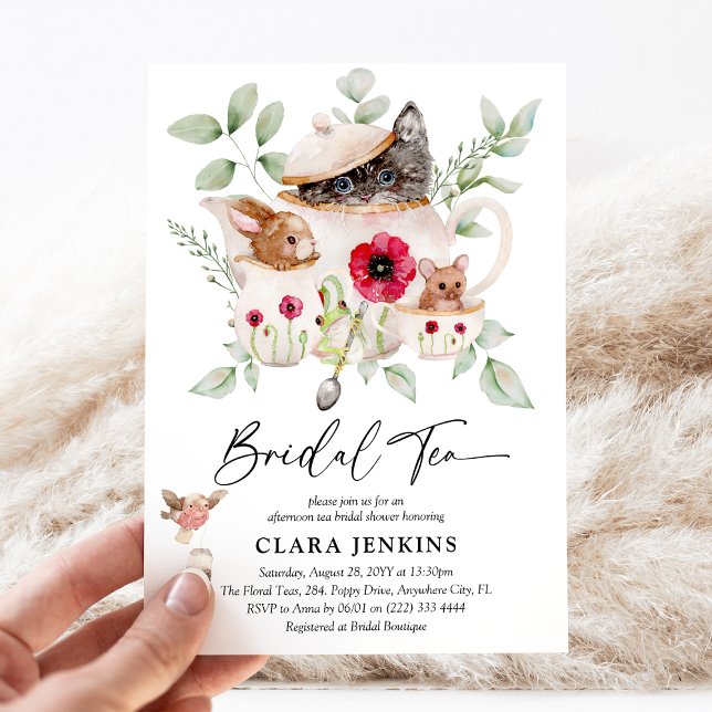 Convite Bridal Tea Party — Animais e Chá de panela verde (Criador carregado)