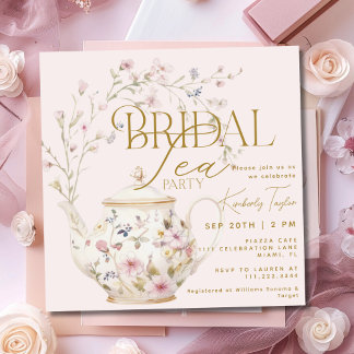 Convite Bridal Tea Party - Chá de panela de flores selvage