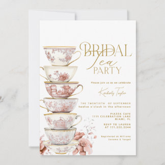 Convite Bridal Tea Party Chinoiserie Pink Bridal Shower In