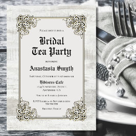 Convite Bridal Tea Party Rustic Bleached Wood