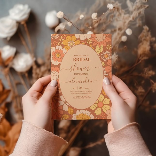 Convite Bridal Themed Groovy 70 (Criador carregado)