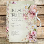 Convite Bridal Verde de Rosas Rosa Modernas e Lírios<br><div class="desc">Este design apresenta um spray floral flexível,  realista,  de rosas e lírios brancos,  cor-de-rosa pincelado e cor-de-rosa pincelada,  em um plano de fundo verde-aquoso leve. Criado pela imprensa simplesmente de farmácia.</div>