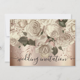 Convite Bridal Wedding Rosa Ivory Rosa Wreath Sepia