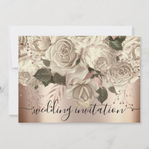 Convite Bridal Wedding Rosa Ivory Rosa Wreath Sepia