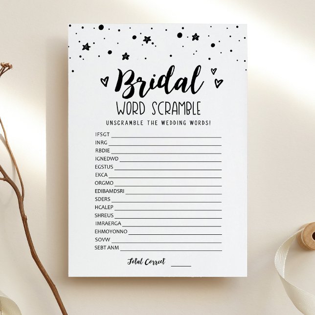 Convite Bridal word scramble com Answer Game Card (Criador carregado)
