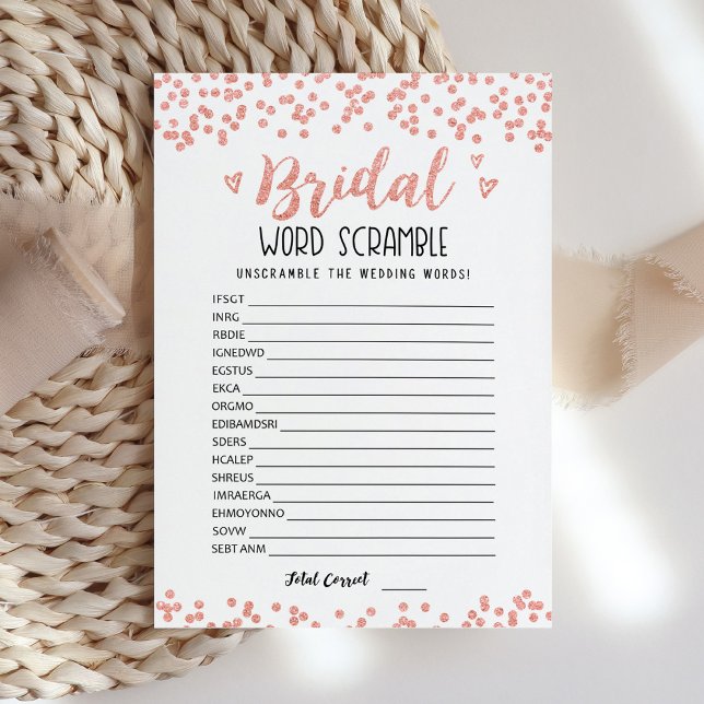 Convite Bridal word scramble com Answer Game Card (Criador carregado)