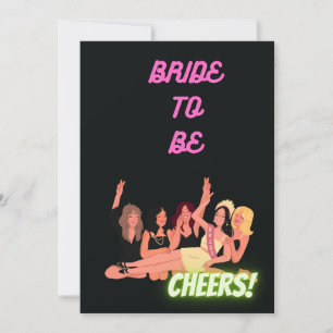 CONVITE "BRIDE BE" GAROTAS CHEERS GROUP CELEBRATE BLACK
