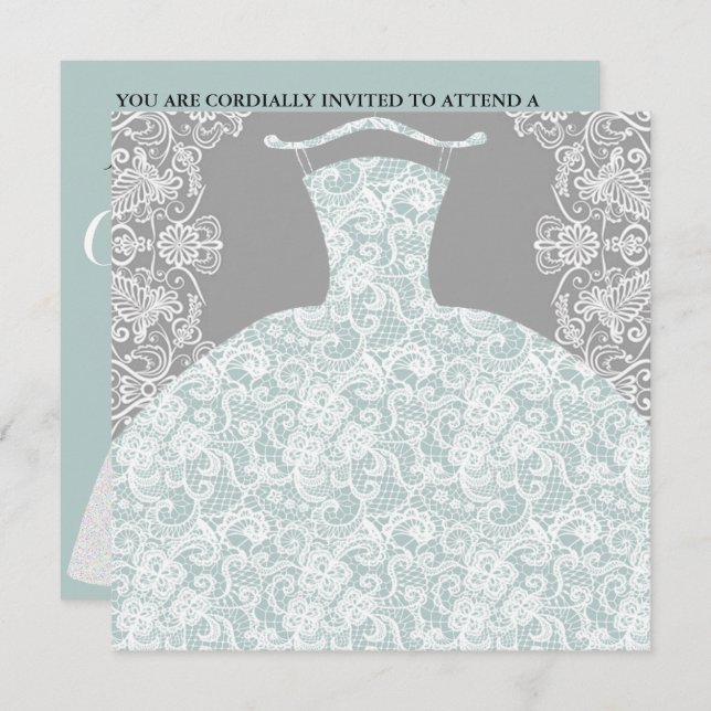 Convite BRIDE CO Algo Azul Aqui Vem A Noiva Festa (Frente/Verso)