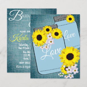 Convite BRIDE & CO Teal Blue Burlap Partido do Chá de Gira